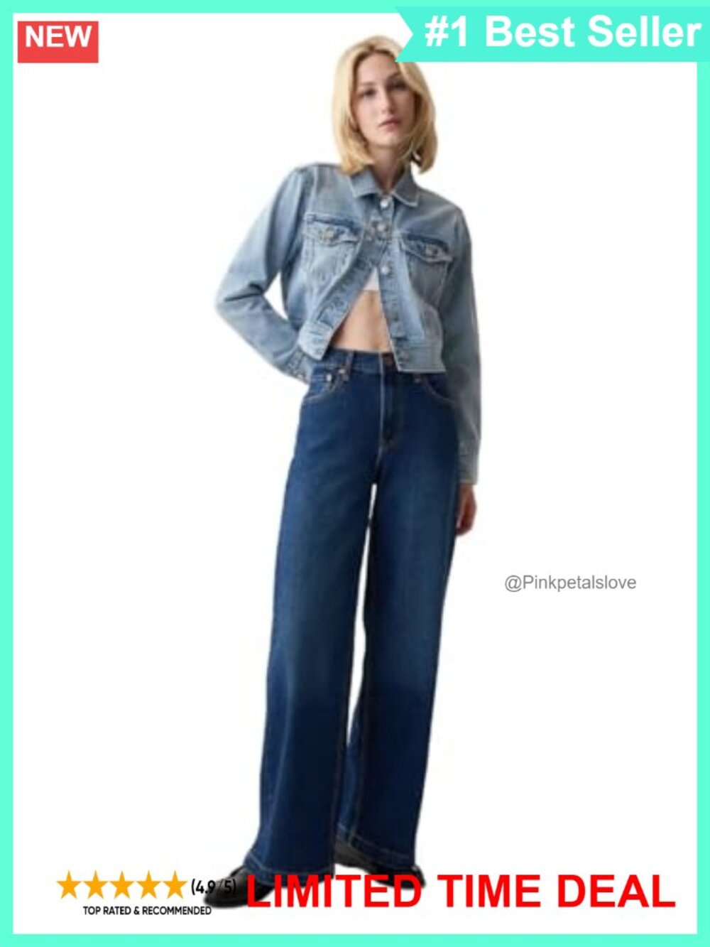 High Rise Stride Denim Jeans Machine Washable American Style Fit